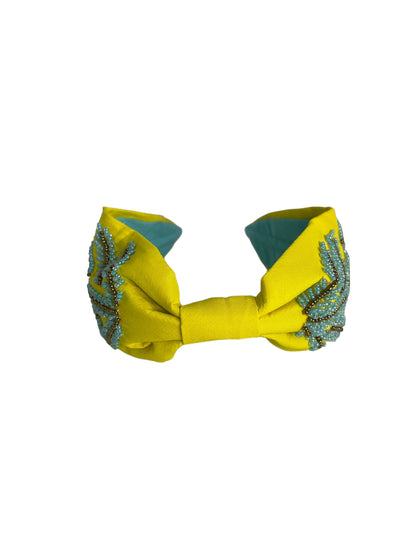 Headbands - Yellow Turquoise Leaves