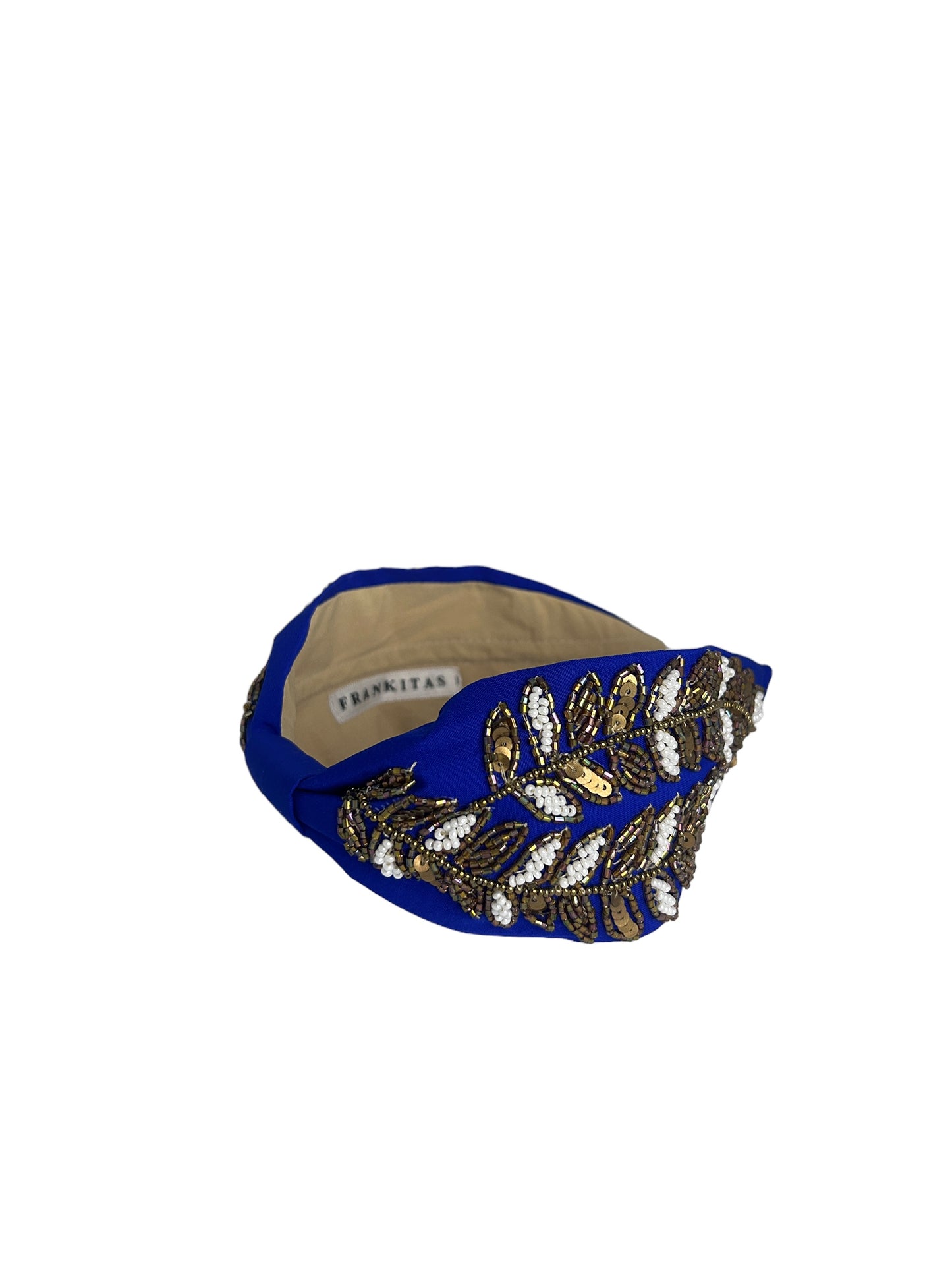 Headbands - Bright Blue Gold Leaves