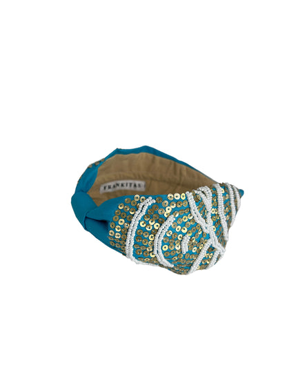 Headbands - Turquoise Gold Abstract