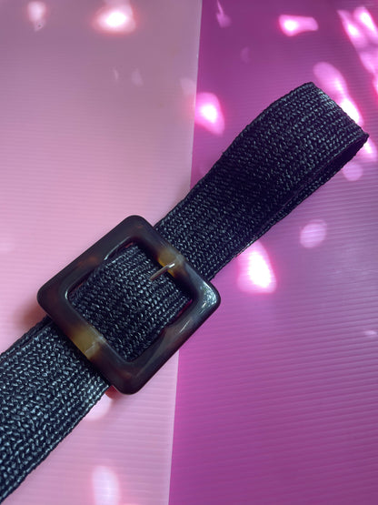 Woven Belt Square Buckle Black