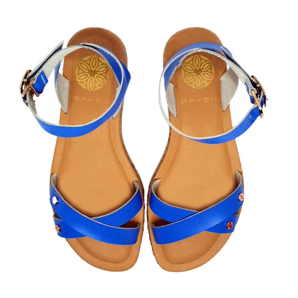 Thalia Leather Sandals (Blue)