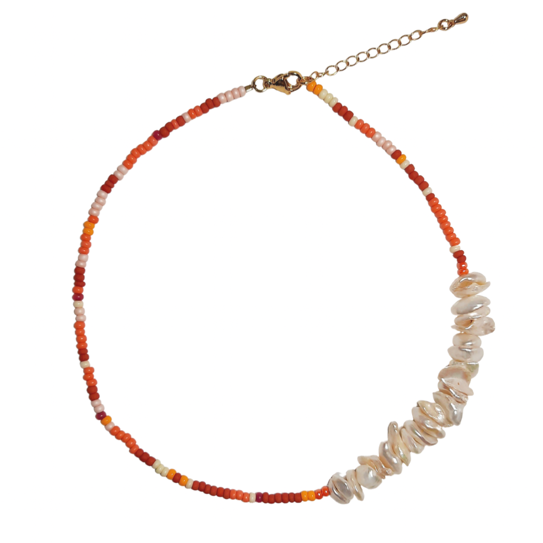 Zohal Orange & Pearl Necklace
