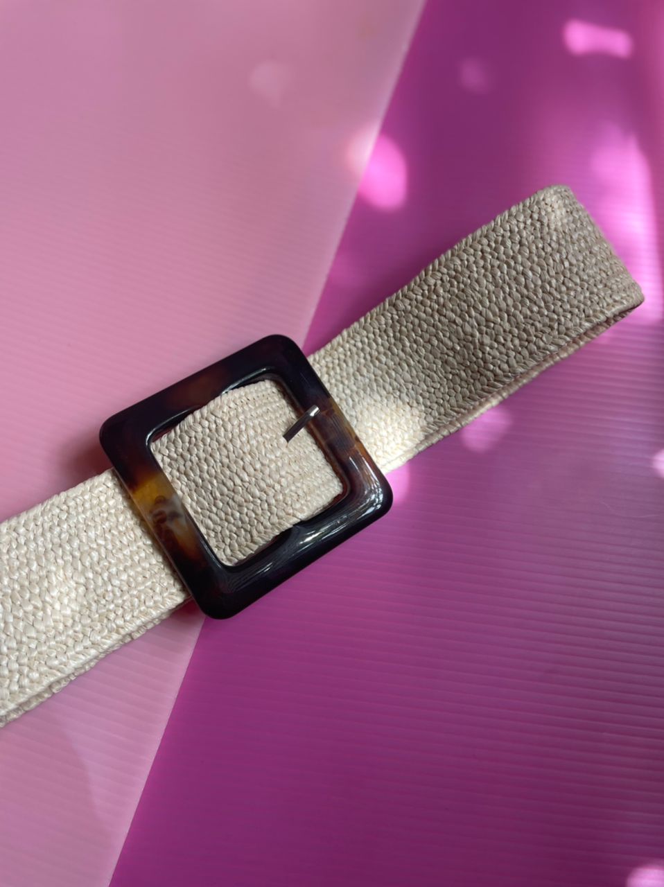 Woven Belt Square Buckle Natural